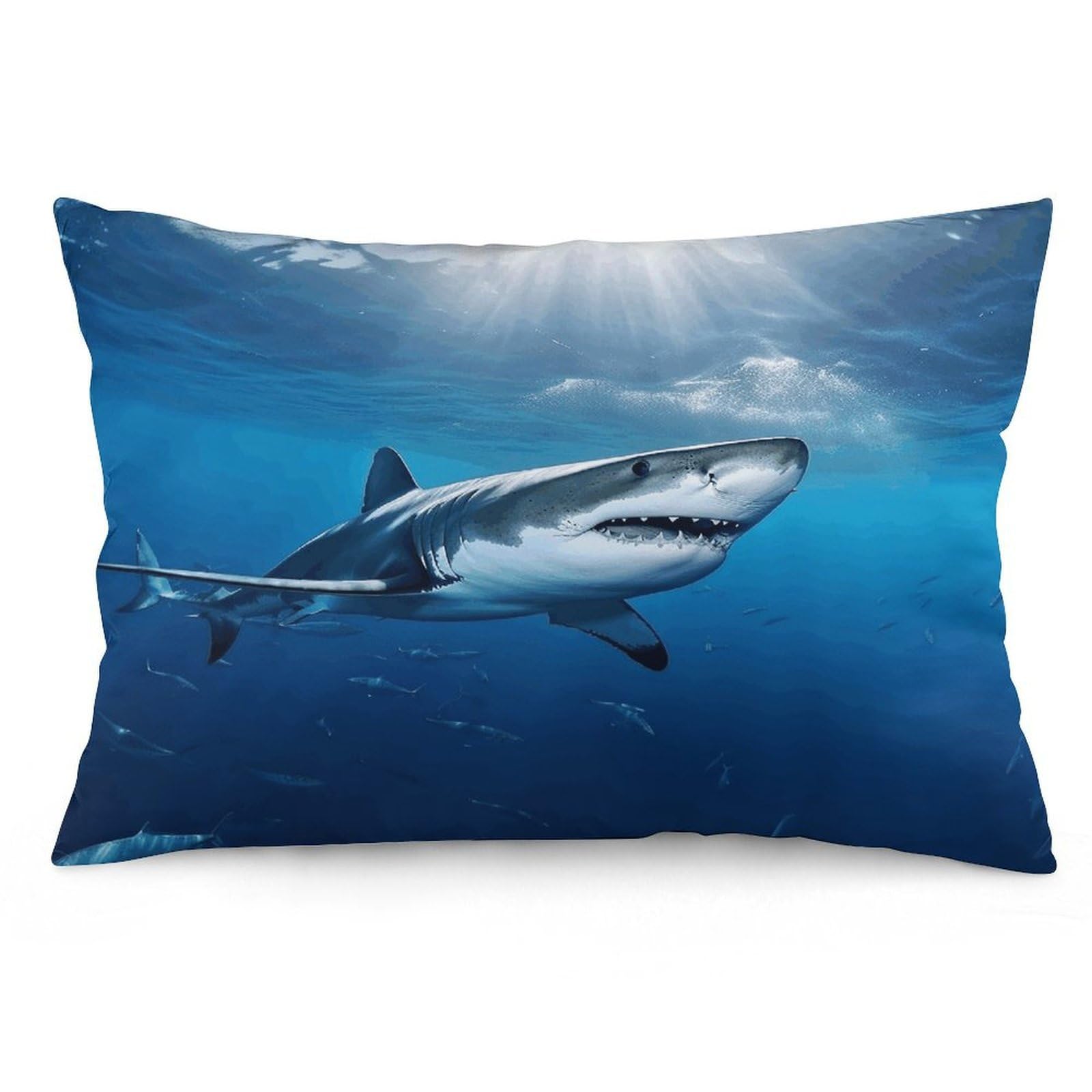 Ocean Sea Animal Shark Throw Pillow Cover Soft Lumbar Pillow Covers with Zipper Breathable Rectangular Cushion Case Polyester Pillow Case Decorative Body Pillow Cover for Couch Bed
