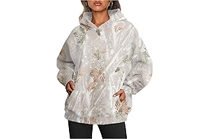 LifeShe Camo Hooded Sweatshirt Women's Maple Leaf Casual Oversized Pullover