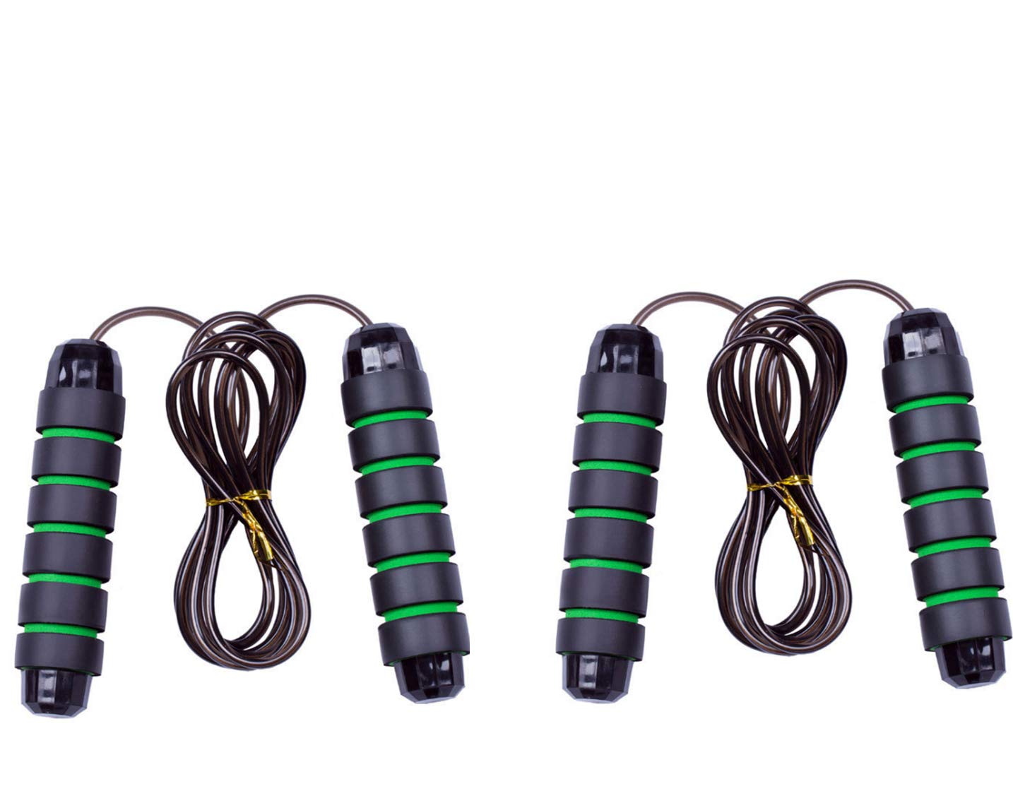 Tangle-Free Rapid Speed Adjustable Steel Jump Rope Workout with Foam Handles for Women, Men, and Kids Workout Gym Aerobic Exercise & Fitness - 2 Pack
