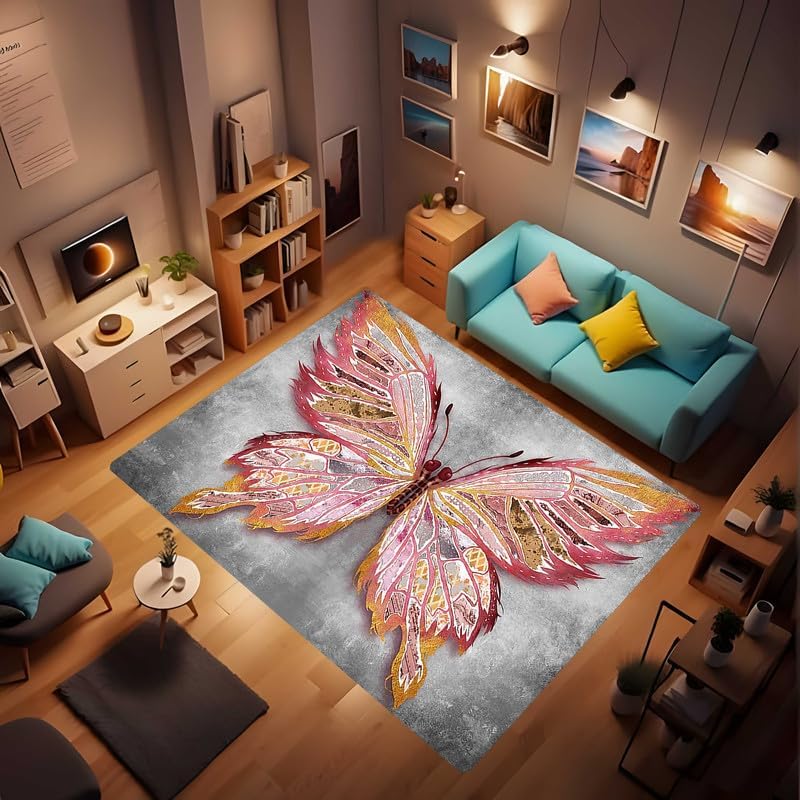 Large Farmhouse Rug for Decor,Romantic Rose Black and White red Painting Abstract Living Room Mat Bedroom Area Rugs Home Non-Slip Crystal Floor Polyester 40x60inch