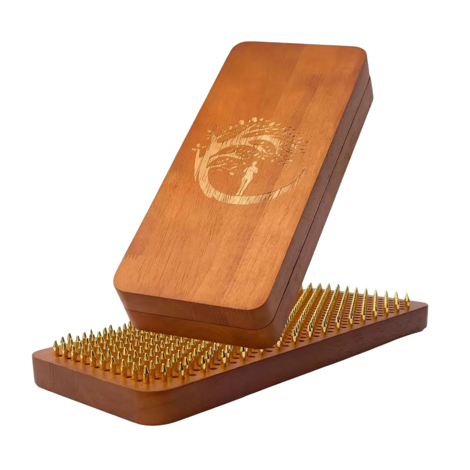 Tappetino Agopressione Portatile 2 Pezzi | chiodi in rame, legno massello, ideale per meditazione