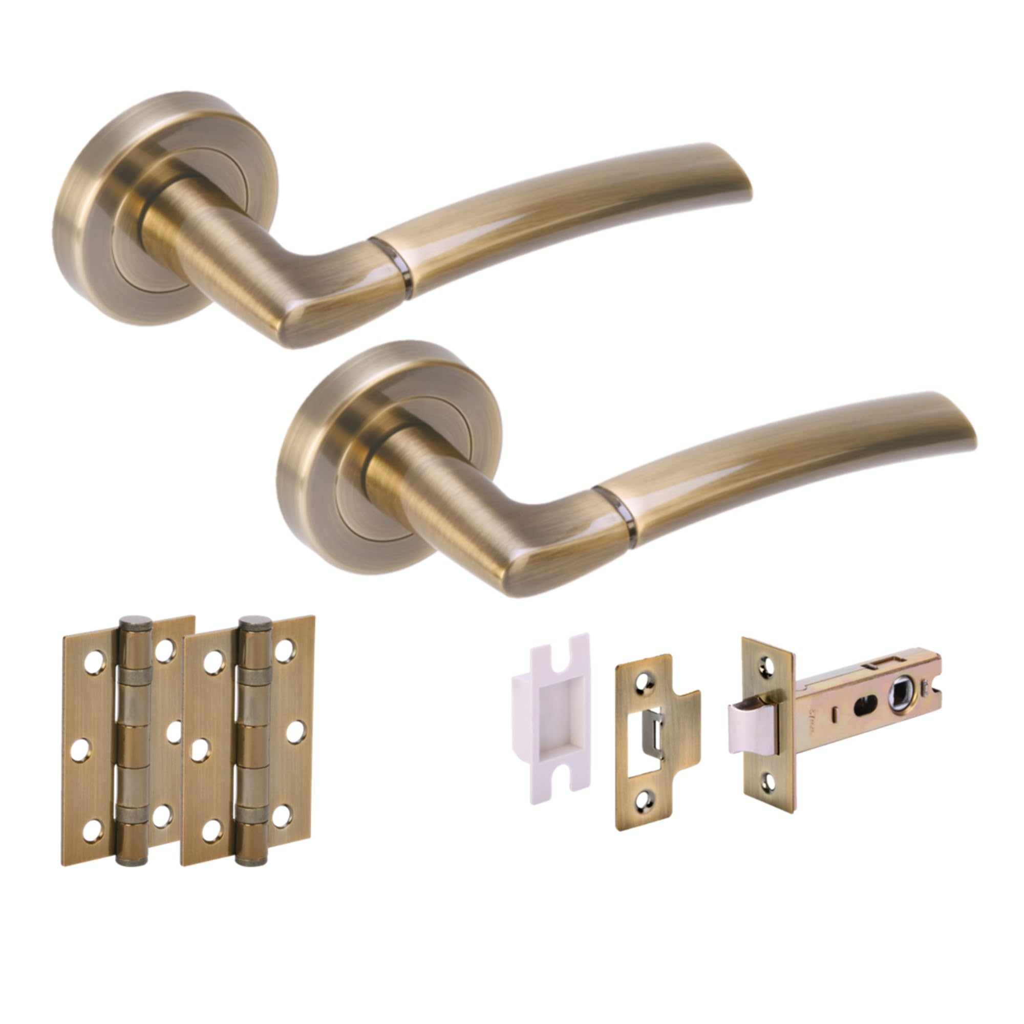 Hunta HANDLEZONE® Neemo Internal Door Handle Latch Pack, Complete with Lever On Rose Handles, Latch, Ball Bearing Hinges - Antique Bronze — image 1