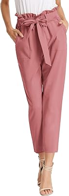 Women's Cropped Paper Bag Waist Pants with Pockets