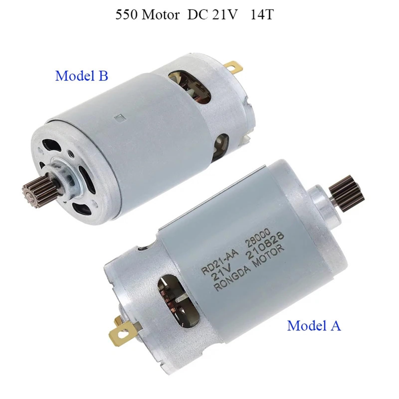 21V RS550 Motore Spazzolato Motore 14 Denti Ad Alta velocità Grande Coppia for 4/6 Pollici Cordless Motosega Accessori for Elettroutensili Trapano Garde(Model B)