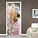 Adesivi Per Porte Autoadesivi Rimovibili Decorativi Interne 3d Camera Da Letto Bagno Cucina Scale Decorazione Da Parete Per Porta Dipinti famosi Gustav Klimt persona che abbraccia 77x200cm