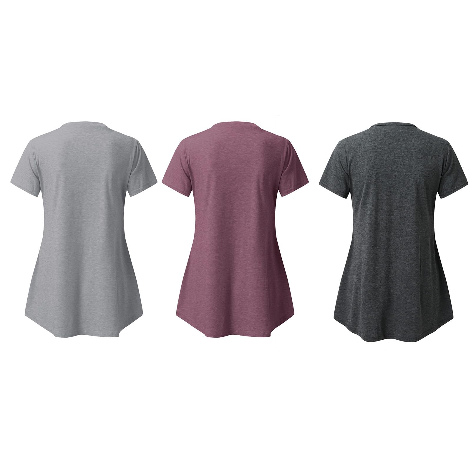 Lot de 3 t-shirts d'allaitement à manches courtes et col rond pour femme enceinte Couleur unie