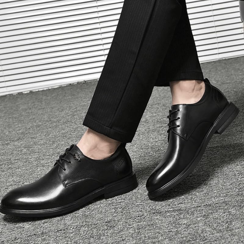 Men Classic Lace Up Wingtip Oxford Shoes Classic Round Toe Lace Up Lug Sole Soft Bottom Business Work Dress Shoes Non-Slip Heightening Derby Shoes2