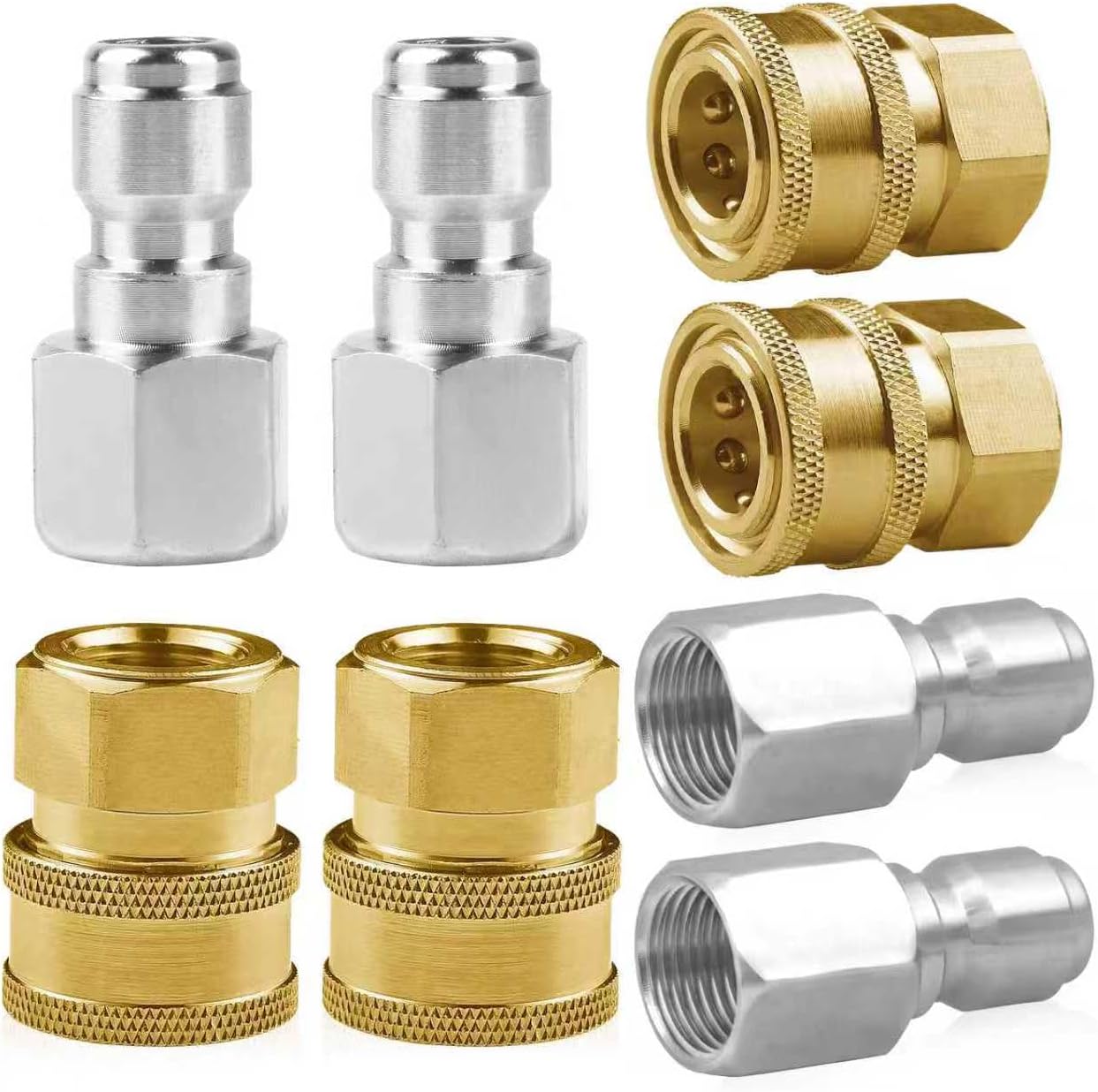 8 Pack NPT 1/4 Inch Stainless Steel Male and Female Pressure Washer Quick Connect Fittings (Internal Tread) Pressure Washer Adapters Set, 5000 PSI