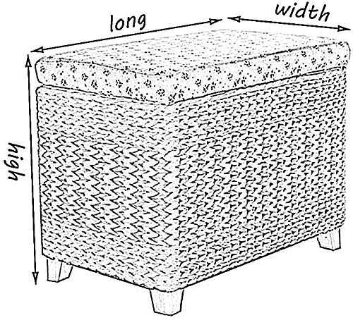 Paniers de rangement en rotin – Ottoman en osier naturel fait à la main avec structure en bois massif pour décoration de salon