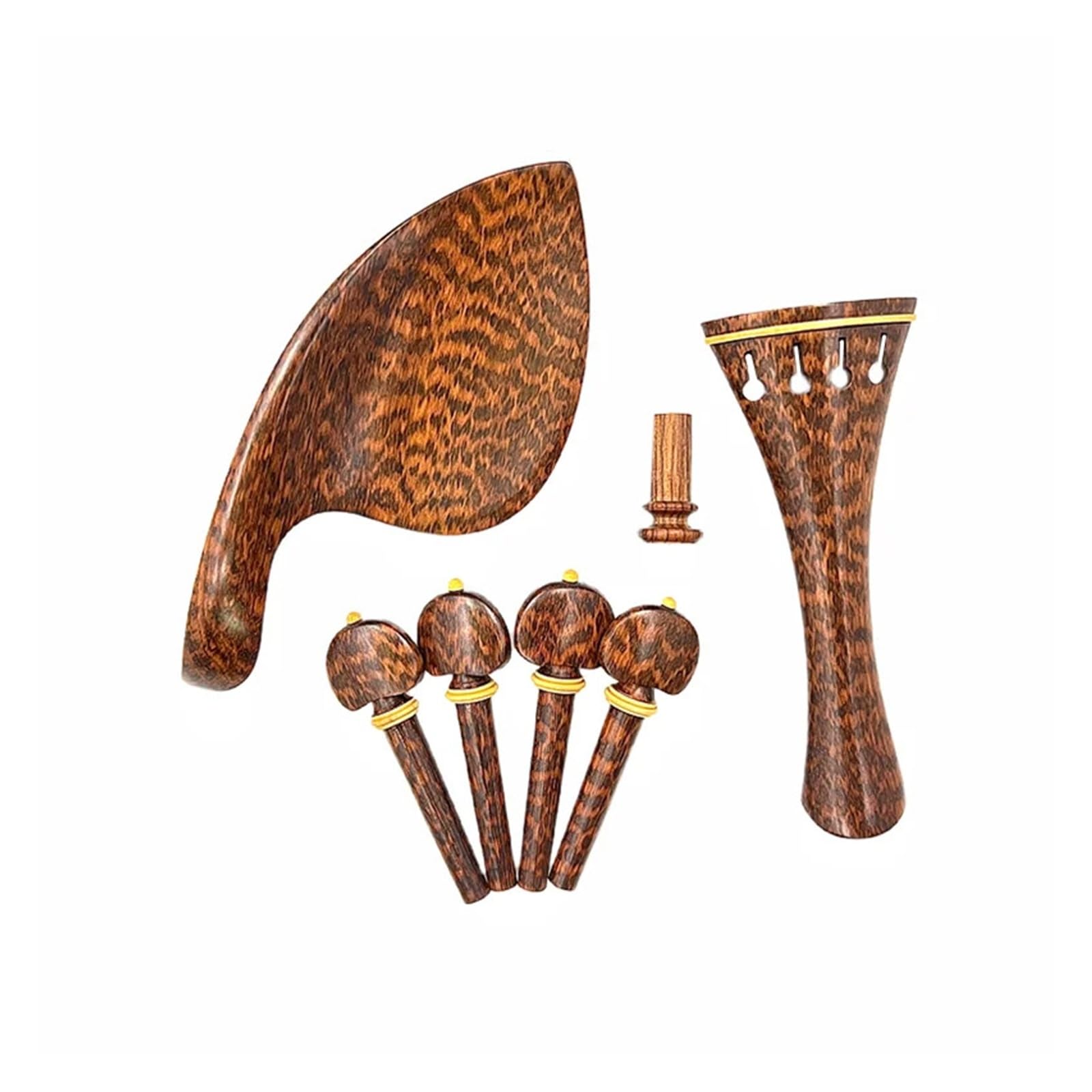 Snakewood-clavijas for violín 4/4, pieza trasera de madera de serpiente, soporte for barbilla de violín, juego completo de piezas y accesorios(Snakewood 4)