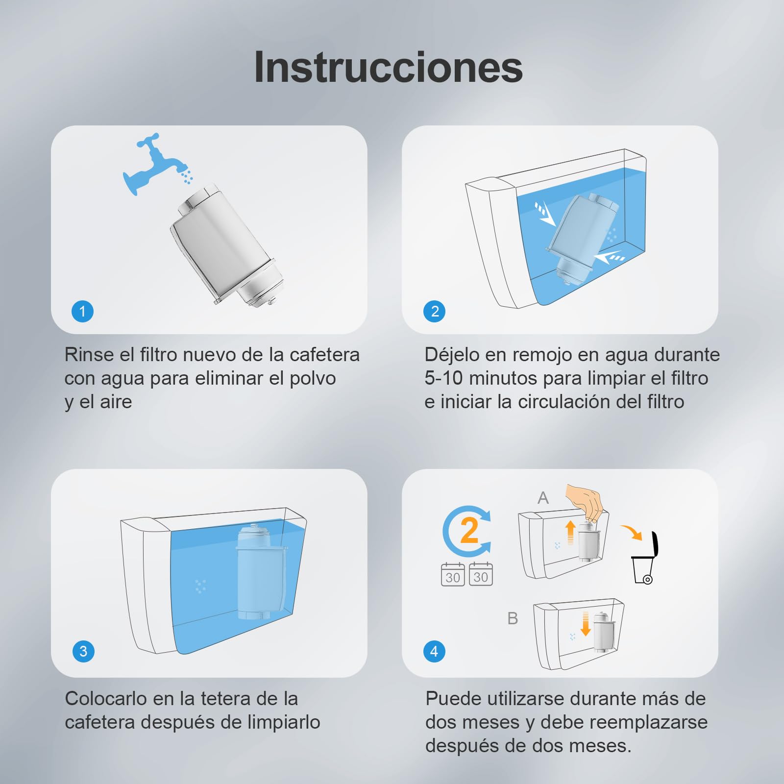 Mutital Filtro de Agua para Siemens® EQ Series, EQ3/EQ6/EQ9, EQ500, S700, 3200 - Compatible con Cafeteras Automáticas Bosch® TCZ7003, TCZ7033 y Brita® Intenza 57549 (6 unidades)