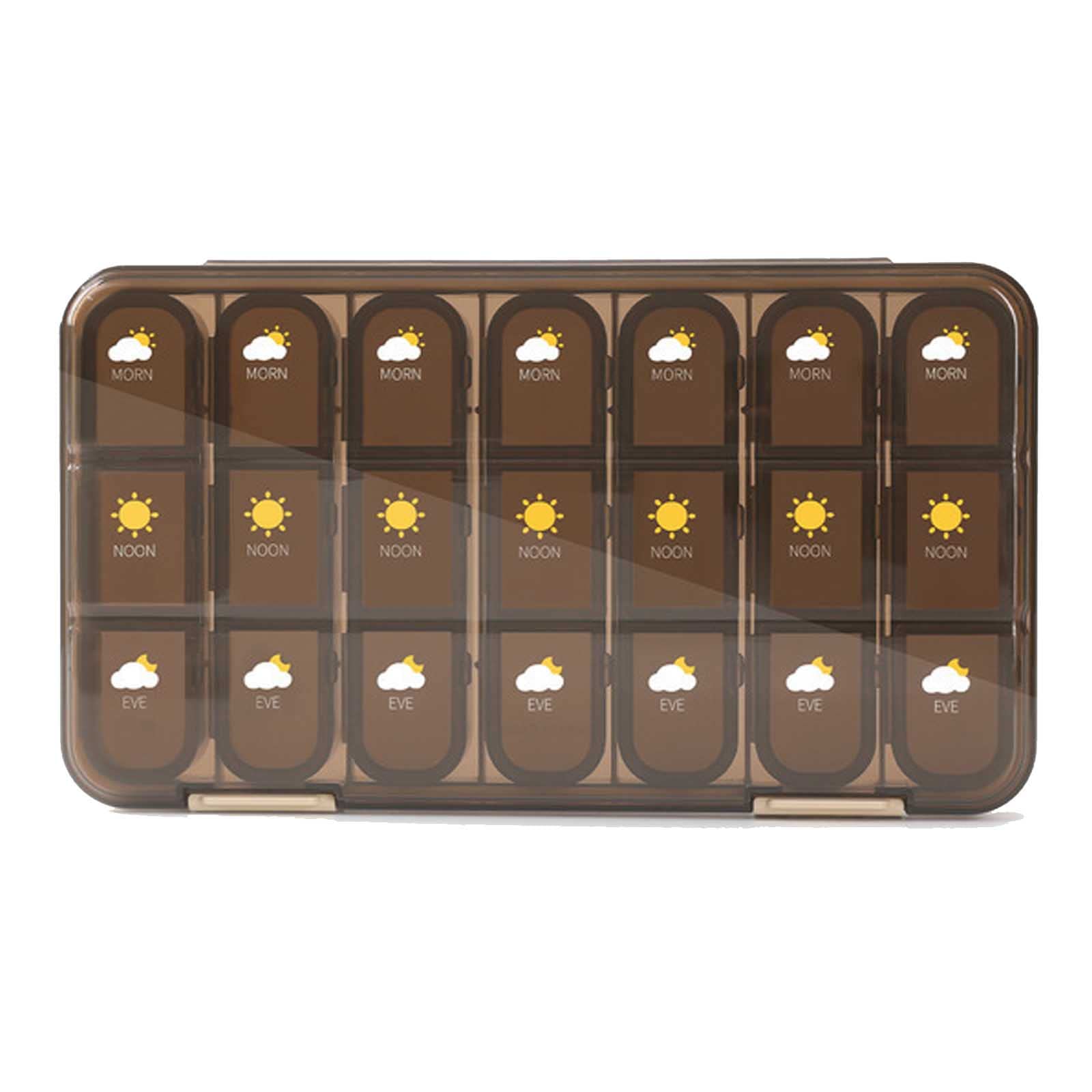 Photo 1 of BUNDLE OF 2, HENWAFX Pill Organizer 3 Times a Day Large Compartment Weekly Travel Medicine Organizer Box to Hold Vitamins, Supplements and Medication (Black)