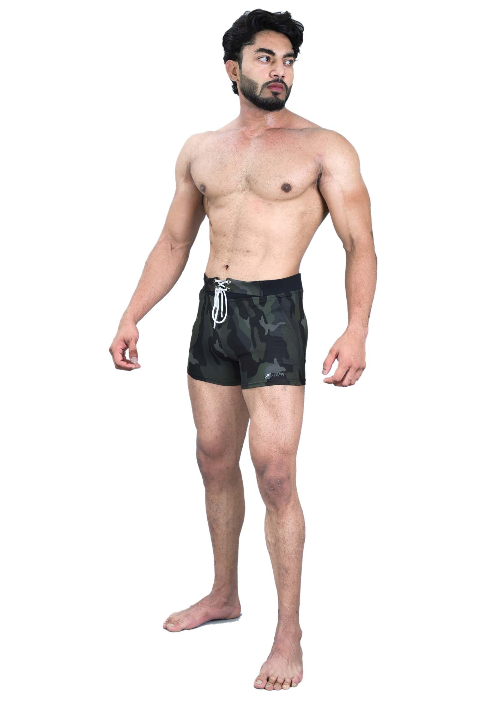 Men Camouflage Printed Swimming Trunks with Contrast Waistband-image-33
