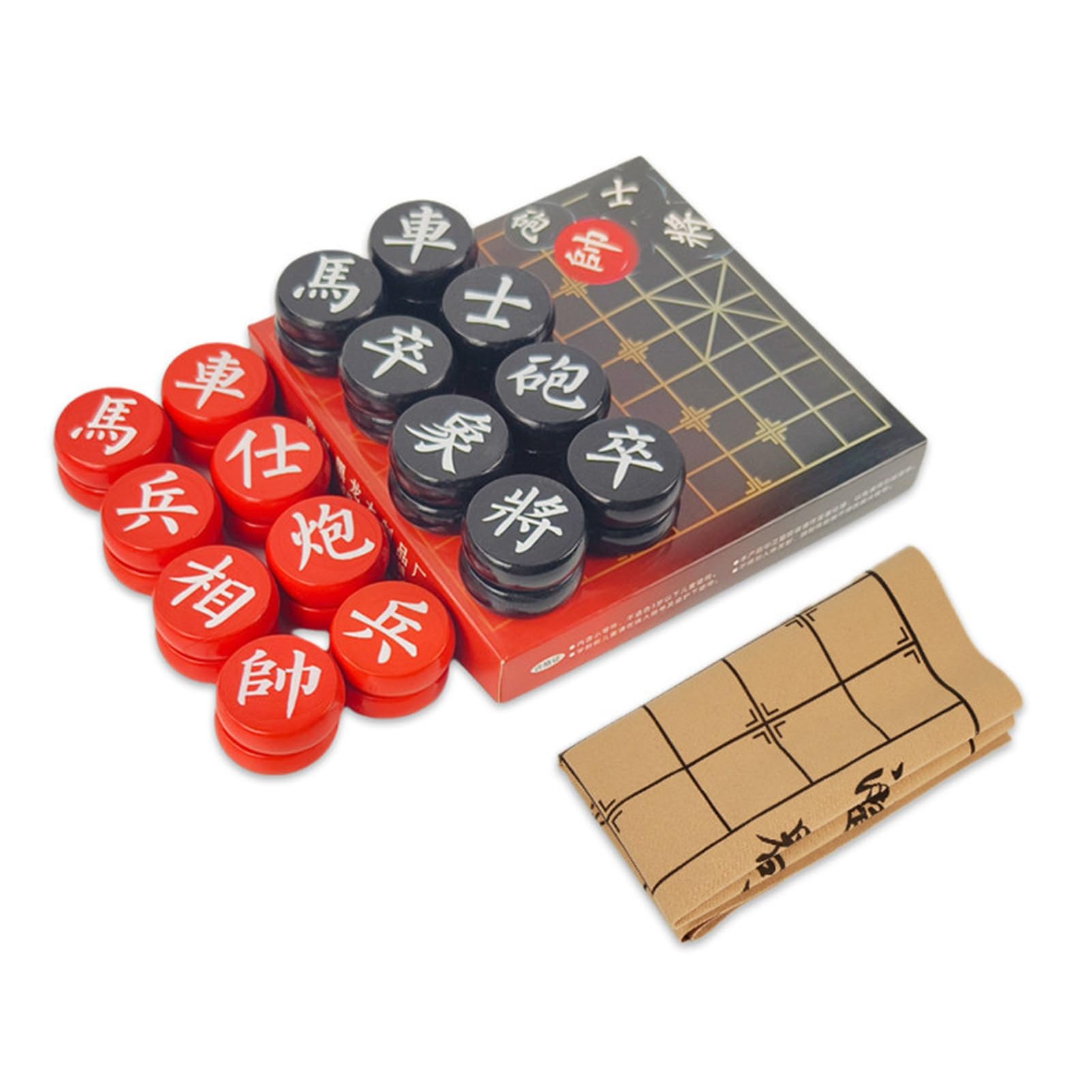 Juego de ajedrez Chino con Piezas de Fresno y Tablero de ajedrez de Cuero portátil Xiangqi