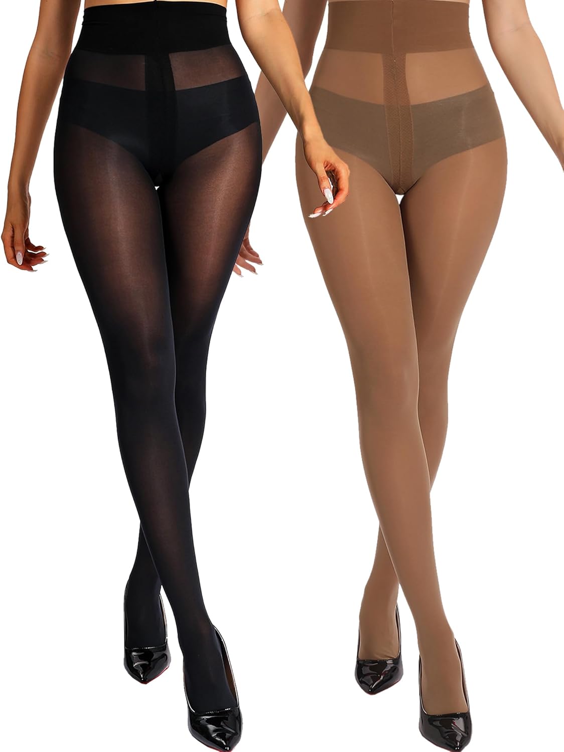 Unbelievable Durability Tights, Rip Resistant Pantyhose, 2Pcs Semi Sheer High Waist T-Crotch Pantyhose for Women