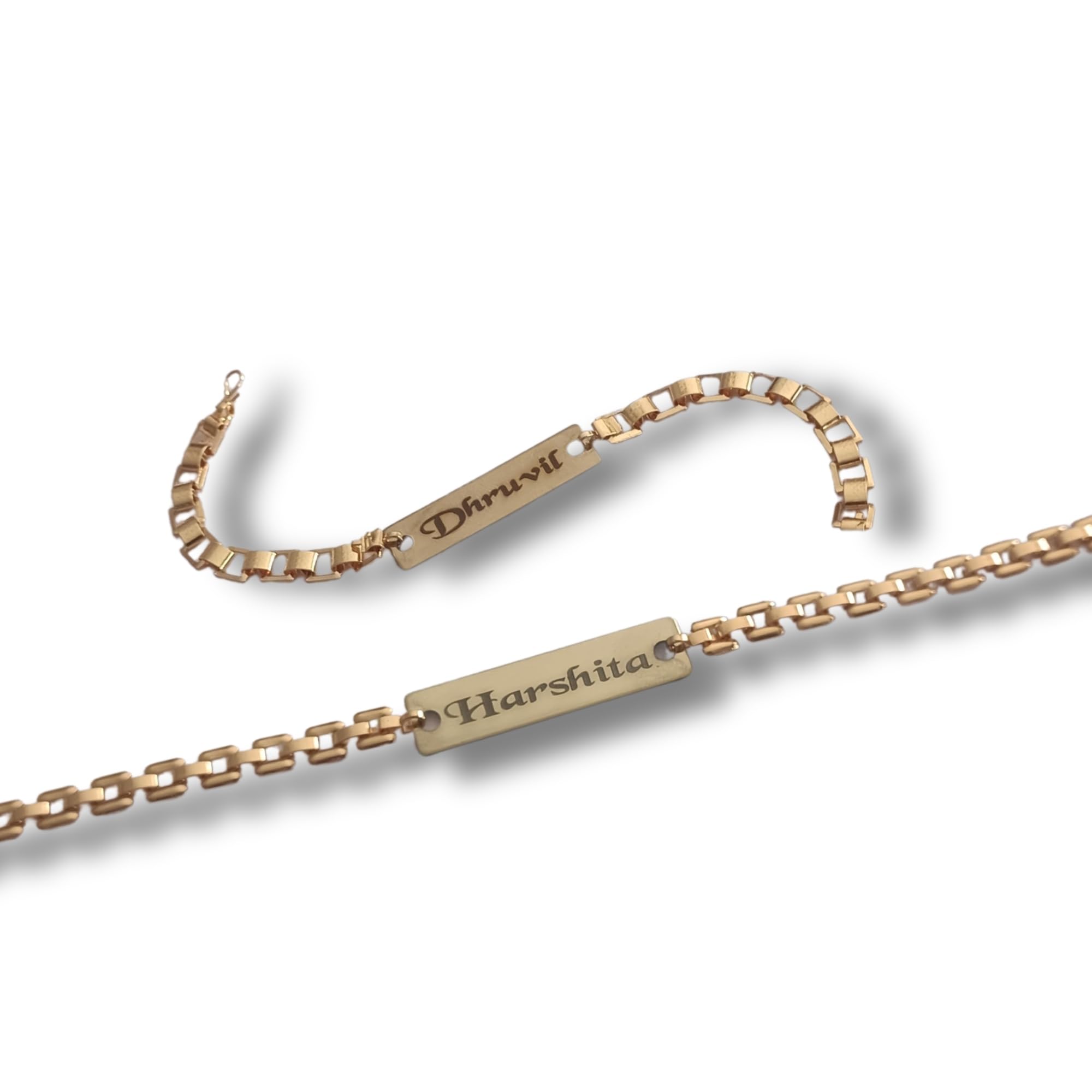 Pijera Personalized Rakhi Bracelet for Brother and Bhabhi, Engraved Name Bracelet For Unisex Adult, Gold (Pack of 2) (B0D7SNC78N) Amazon Price History, Amazon Price Tracker