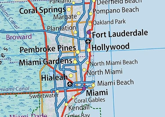 Physical Florida State Map - 23.3 x 16.5 Inches - Paper Laminated