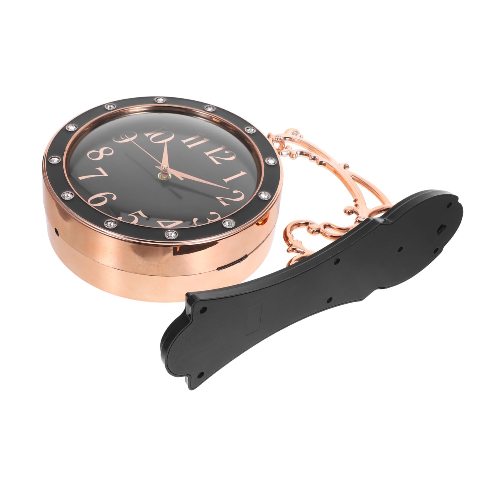 Horloge murale double face noire de style européen moderne pour le salon