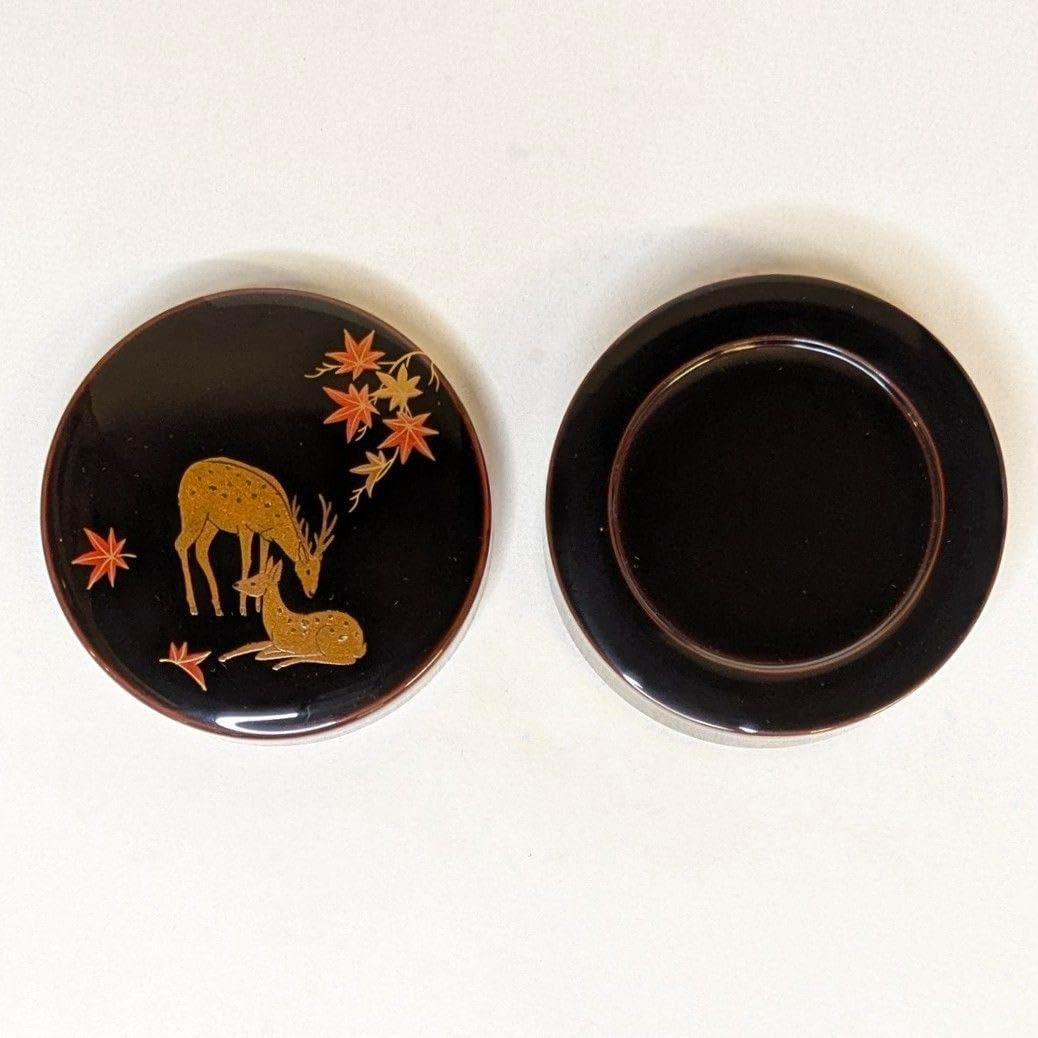 【新品・未使用】 茶道具　香合　鹿紅葉　2.5寸　蒔絵　田中修孝作　切合口 2.5寸 茶道具 香合 鹿紅葉 2.5寸 蒔絵 田中修孝作 切合口 2.2寸