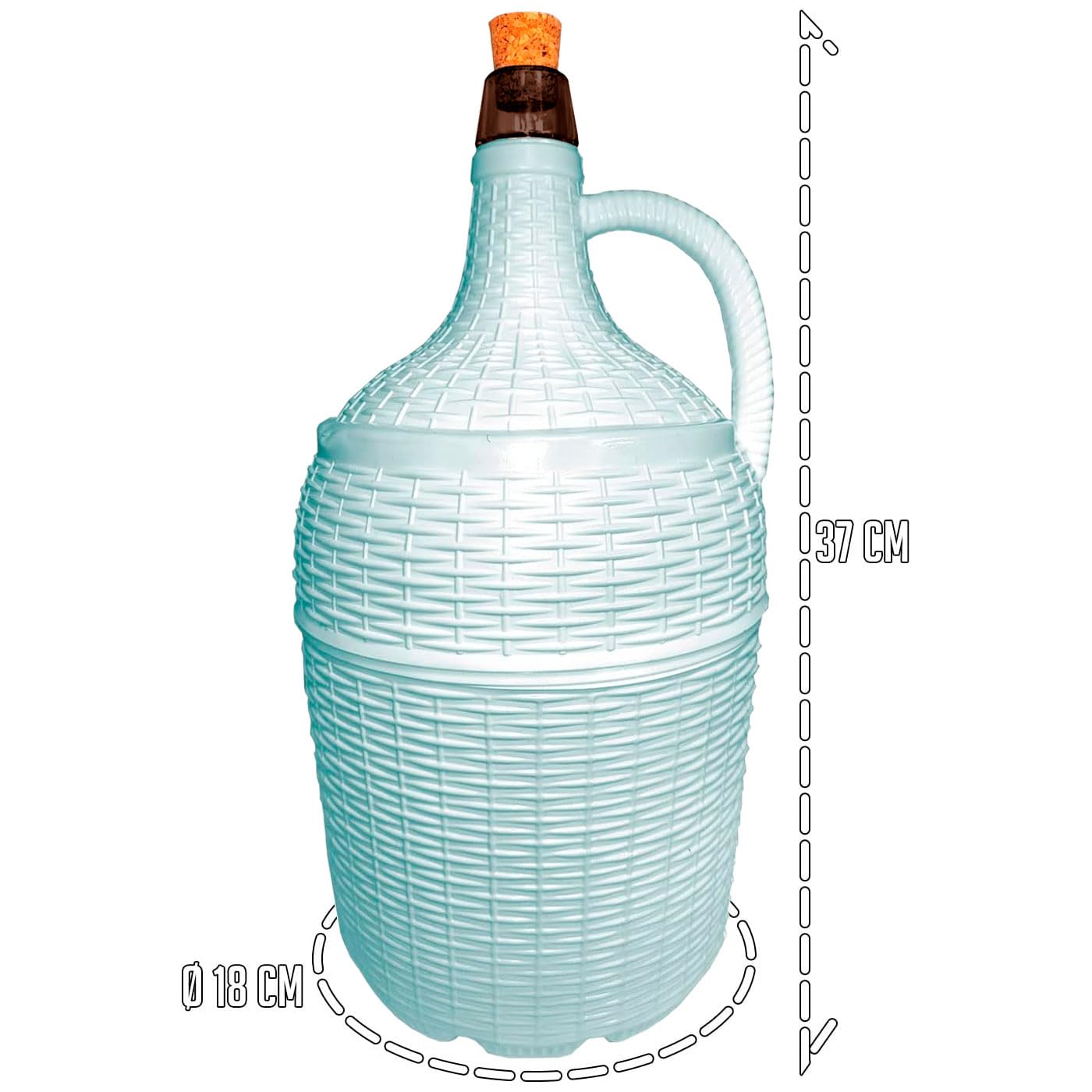 Tradineur Confezione 6 Caraffoni In Vetro Da 5 Litri Con Rivestimento In Plastica Bianca Finto Vimini E Tappo In Sughero - 2