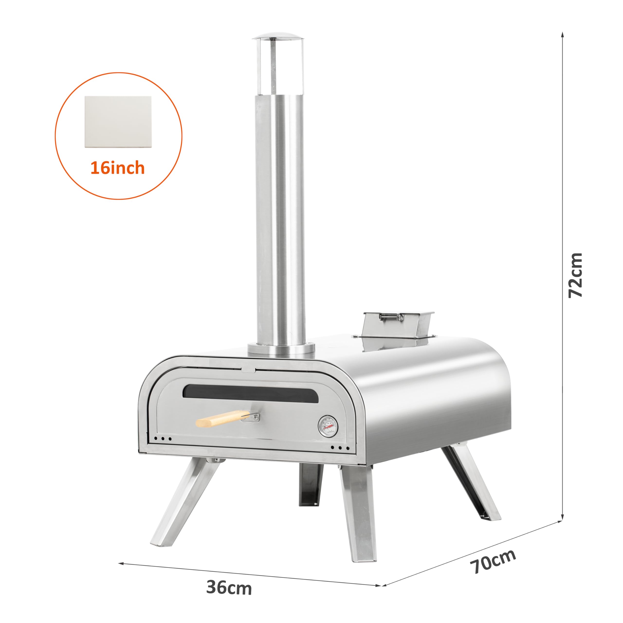 BIGHORN Grand Four à Pizza en Acier Inoxydable 16"