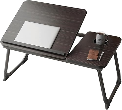 Miniatura 1 de Escritorio de cama para portátil, mesa plegable para laptop para cama y sofá, bandejas de cama para comer y portátiles con soporte para tazas, 5