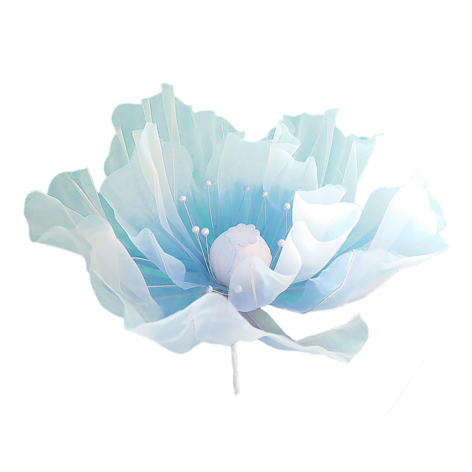 Firlar Organza Flower, 19.69 Inch Artificial Silk Gauze Flower with Beads Appliques, Organza Fake Flowers for Crafts Birthday Wedding Party Holiday Table Vases Decoration (A)