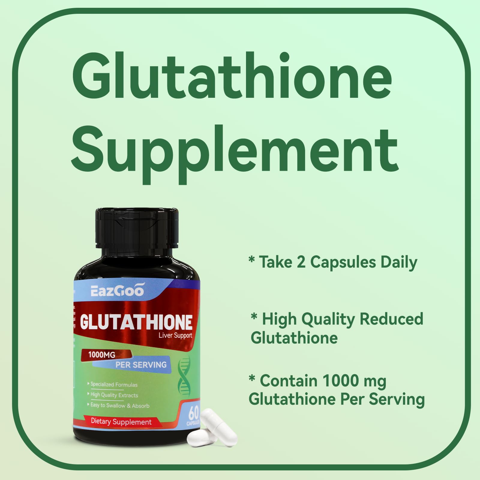 Glutathione Supplement 1000mg Antioxidant Supplement - Premium Vegan Formula for Immune Support, Skin Brightening & Liver Detox – Allergen-Free, Non-GMO, Effective Wellness Boost (60 Capsules) — Amazon image 3