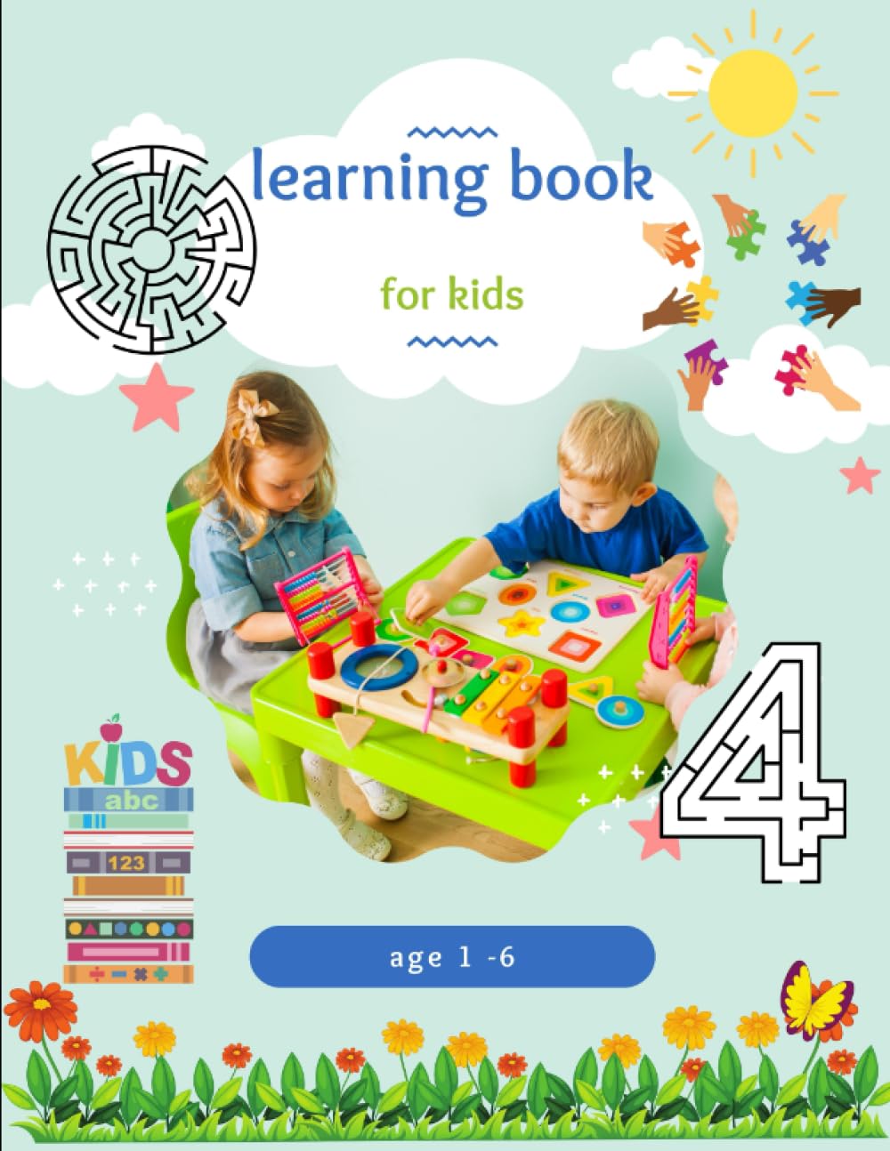 kids Learning book contains /maze puzzles /label learning /life cycle /analog clocks /count shapes /numbers and lettres puzzles /painting: 40 pages /ages : under 6 / size 8.5 * 11 inches /