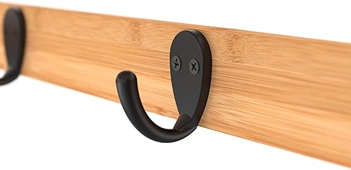 Miniatura 7 de ClosetMaid Estante de pared de bambú con toallero 3 ganchos estantes de almacenamiento de montaje en pared 2 niveles estante organizador acabado