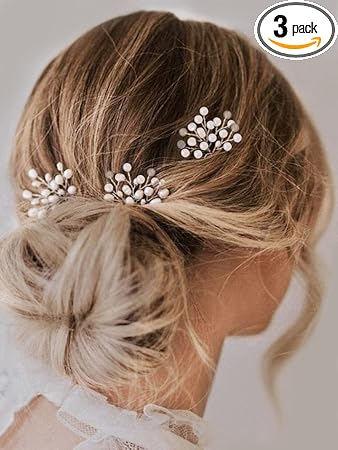 Asooll Bride Wedding Hair Pin Flower Bridal Head Clip Rhinestone Crystal Headpiece for Women and Girls
