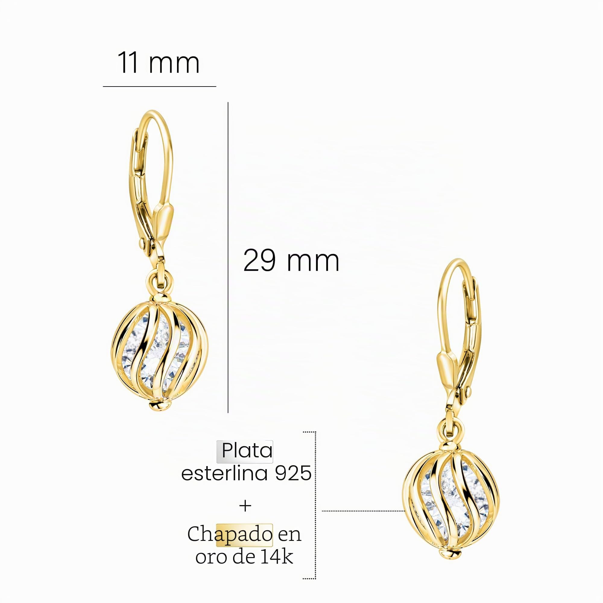SOFIA MILANI - Pendientes para Mujeres en Plata de Ley 925 - con Circonitas - Pendiente Colgante de Circonio Esférico