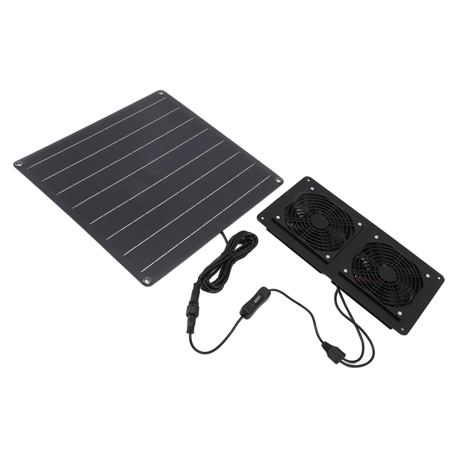 Ventilatore a energia solare 20 W, ventilatore a pannello solare con controllo interruttore per casa animali domestici, serra, pollaio all'aperto