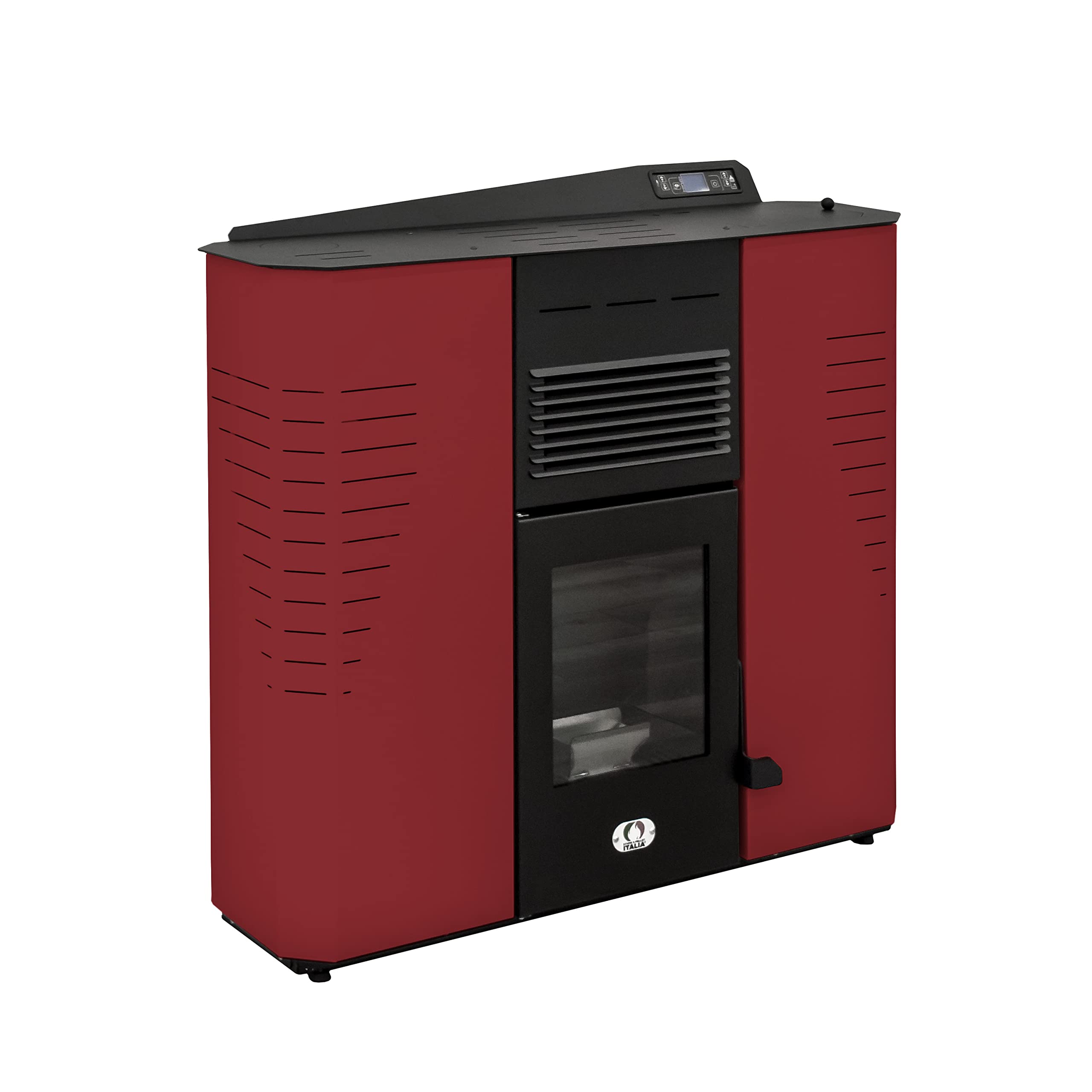 STUFE A PELLET ITALIA – Marmolada 14 kW WIFI – Eficiencia 92%, Calentadores 130 m², 5 velocidades y potencias, Autonomía 19 h, Programable, Garantía 24 meses, Rojo