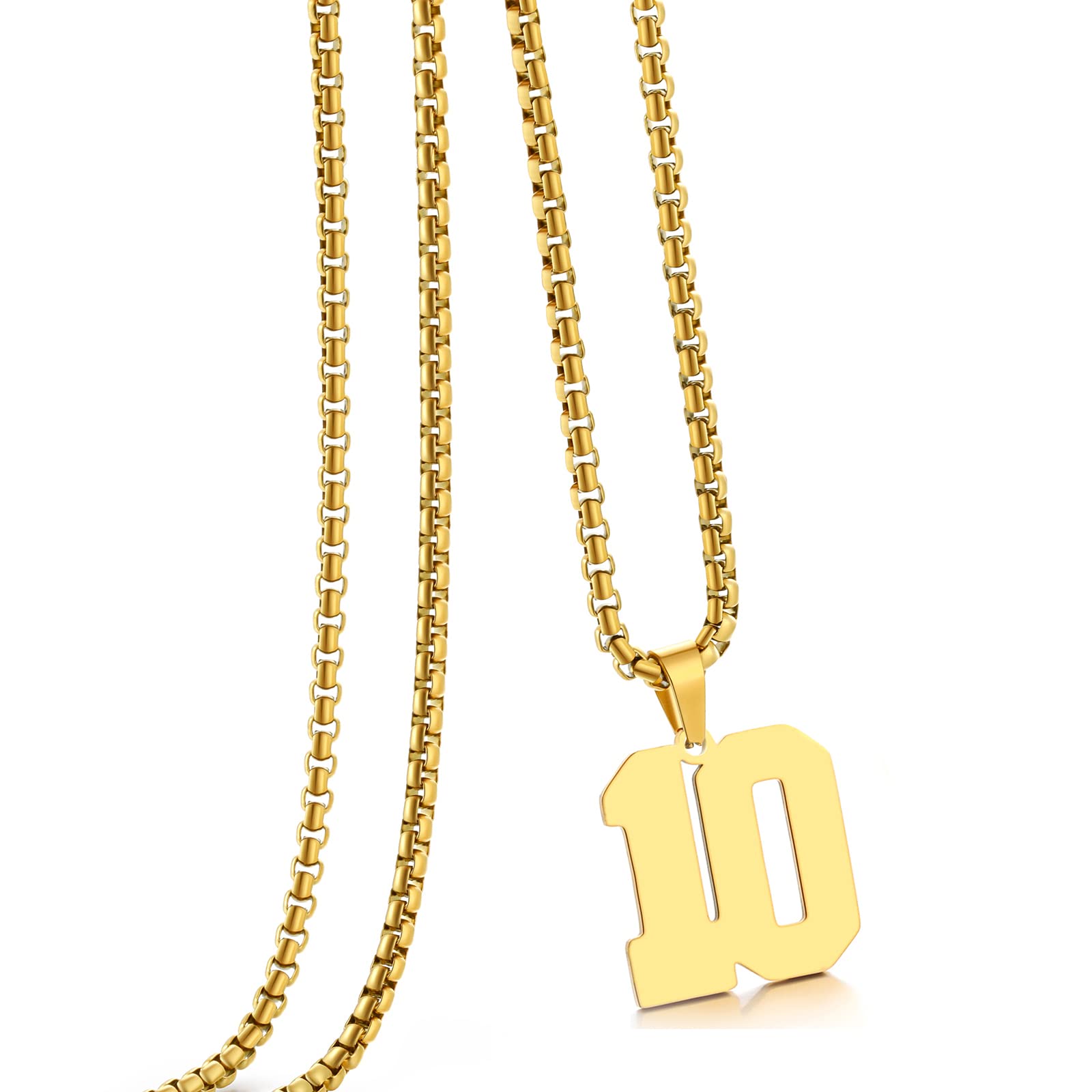 HSWYFCJY Gold Number Necklace for Men,Stainless Steel Athletes Number Chain Charm Pendant Personalized Sports Jewelry for Boy Basketball Baseball Football Ice Hockey