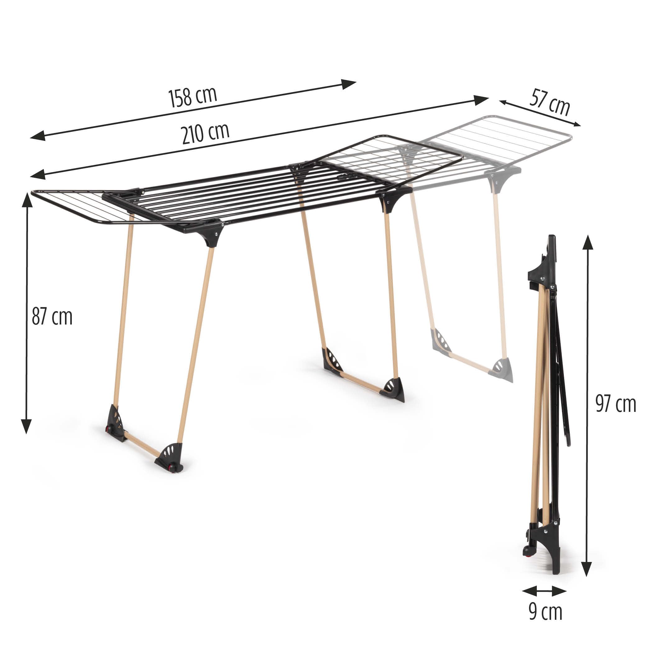 VITAPUR Stendibiancheria con lunghezza di 21 m | Asciugatrice autoportante e compatta, pieghevole fino a 9 cm di larghezza, carico massimo di 20 kg, l'Ercole di ogni casa