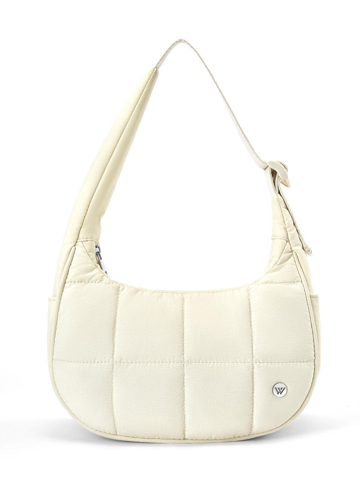 WESTBRONCO Small Puffer Crescent Shoulder Bag for Women, Nylon Quilted Shoulder Purses, Puffy Handbags with Adjustable Strap