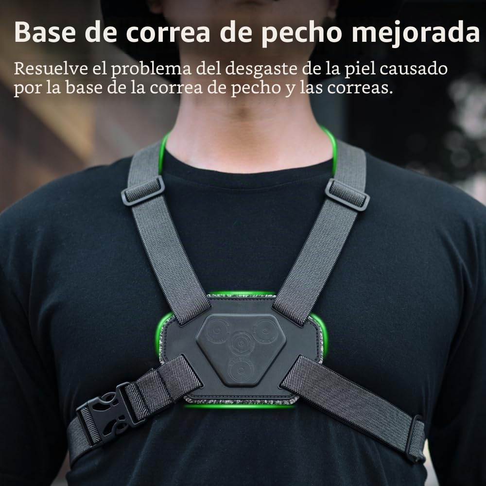 Arnés magnético mejorado para el pecho compatible con Go Pro Hero 13/12/11/10/9/8/7/6/5 negro, DJI Osmo Action 6/5 Pro/4/3/2, AKASO y más
