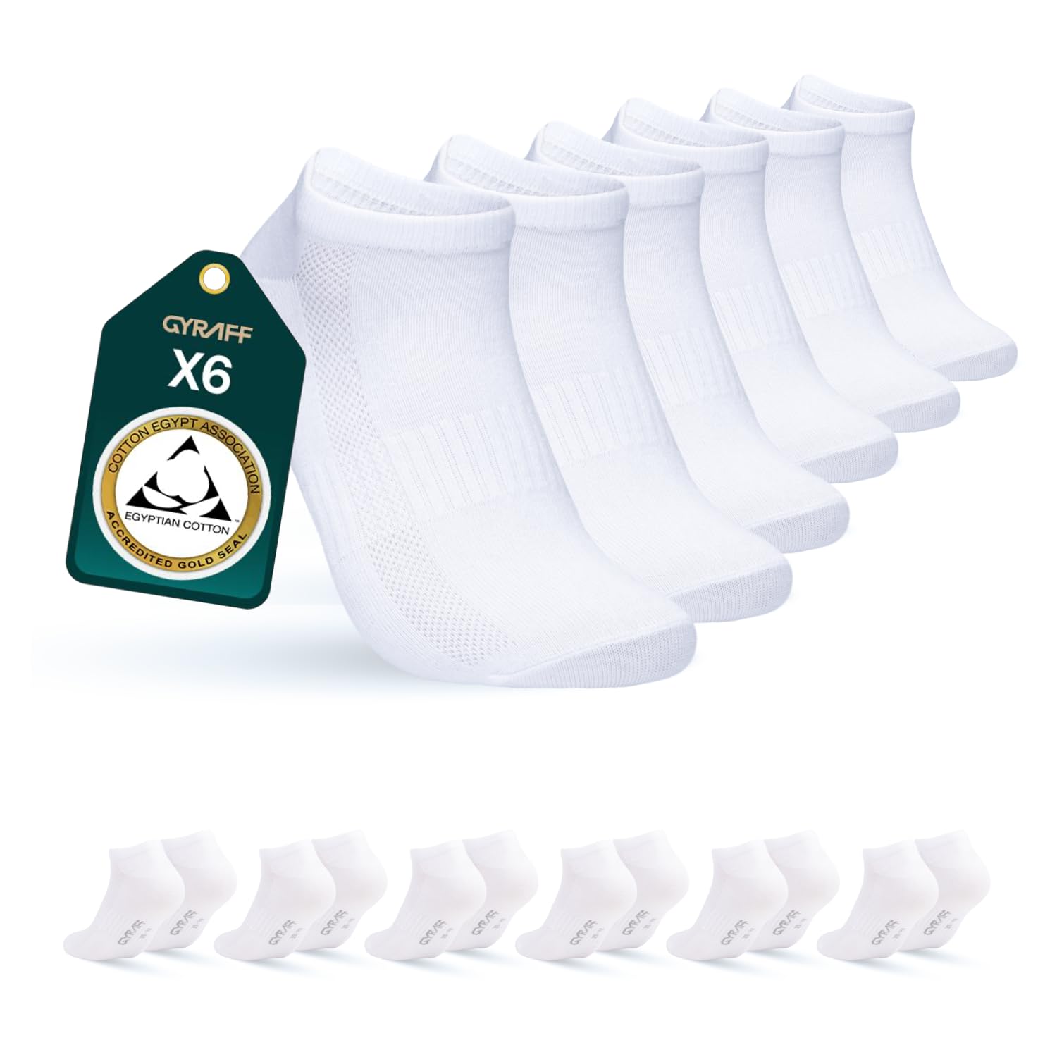 Socquettes de luxe en coton égyptien, Lot de 6, Marque française, Chaussettes Basses antidérapantes, Anti transpiration, renforcées, douces, fines, Homme Femme, Blanches Noires, 35-38, 39-42, 43-46