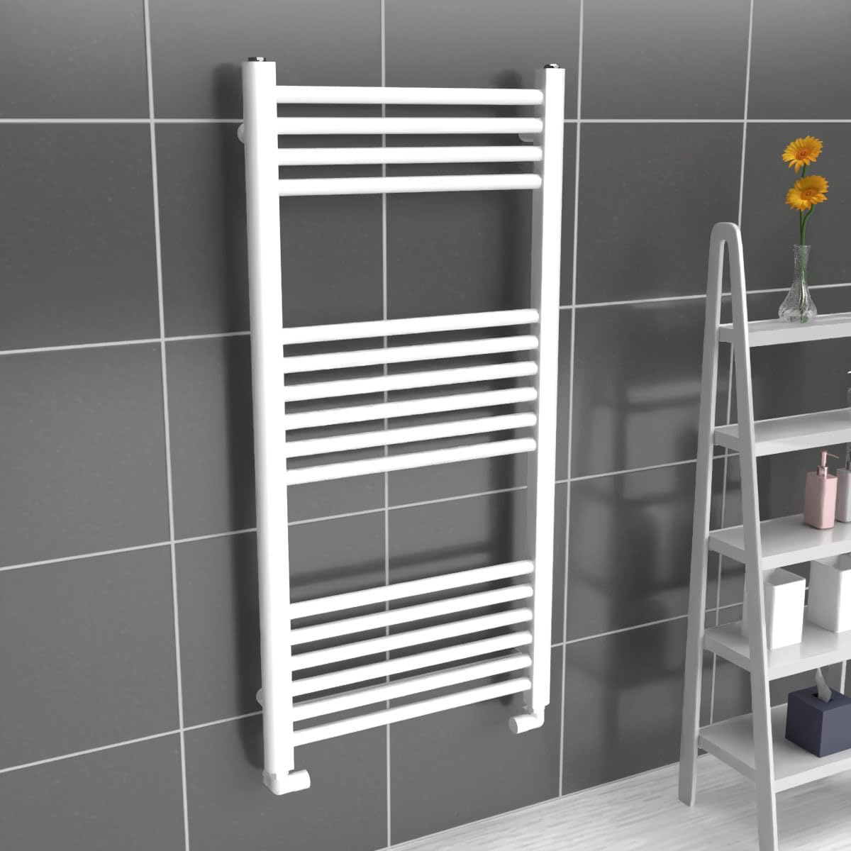 Lux Heat White Ladder Towel Radiator 1000Mm (H) X 500Mm (W)