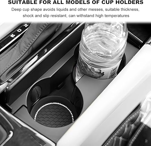 Miniatura 6 de 4 posavasos de automóvil, de silicona con cristales brillantes, antideslizantes, con diamantes de imitación, a prueba de golpes, alfombrilla