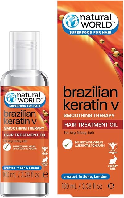Natural World Brazilian Keratin Smoothing Therapy Hair Treatment Oil 100ml