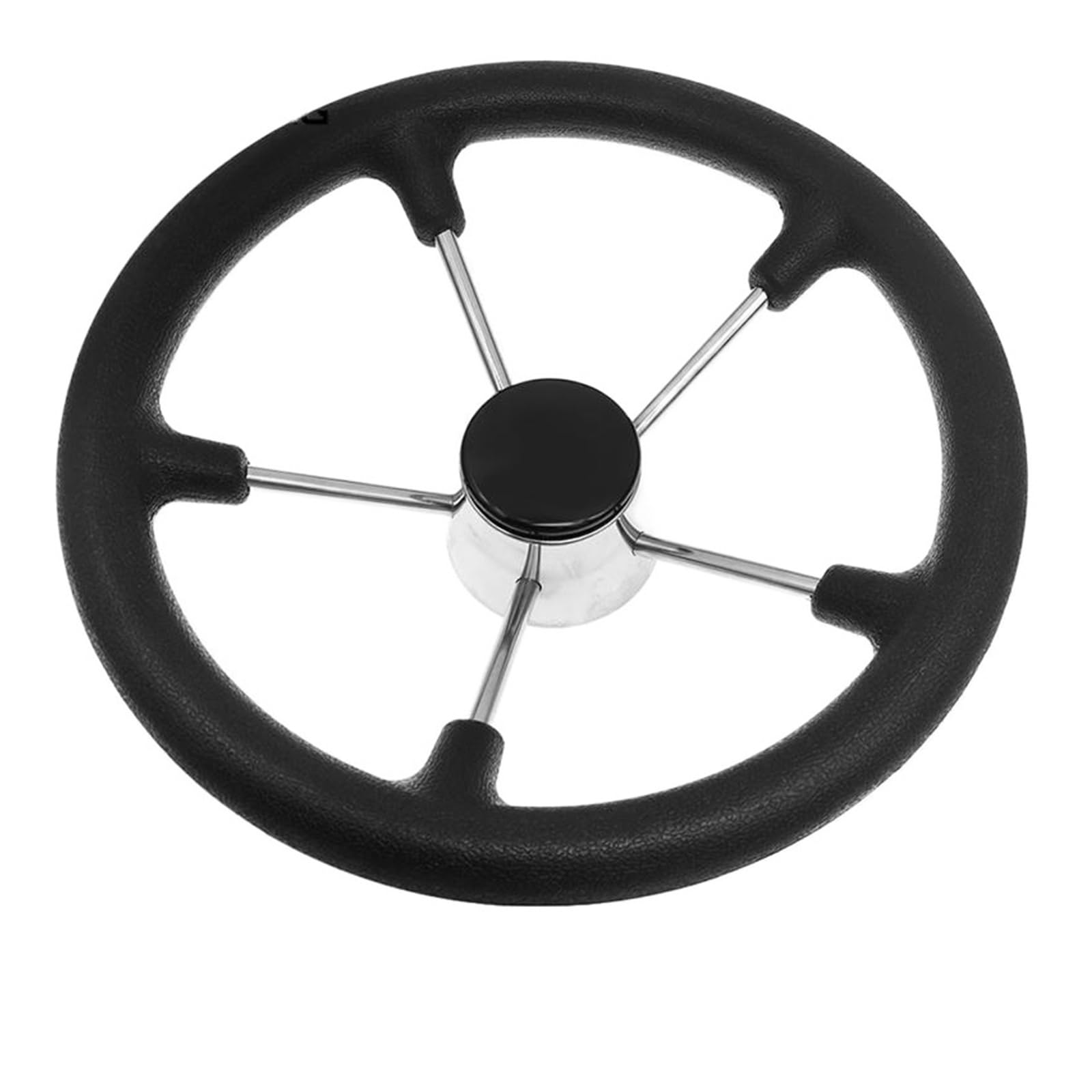 ZGYDNM Ship steering wheel 5-Spoke Stainless Steel Steering Wheel Marine 13-1 2 Steering Wheel With Polyurethane Foam Black Fit 3 4 Shaft Boat Accessory Comfortable (Color : M0319SB, Size : 1)