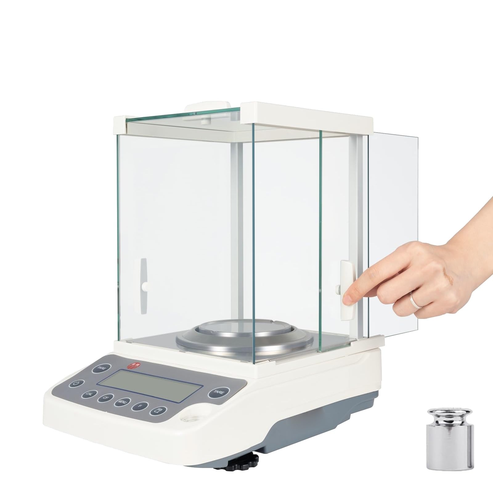 Bilancia analitica elettronica da laboratorio, bilancia da laboratorio ad alta precisione da 0,0001 g con display LCD, bilancia per gioielli da 120 g con peso di calibrazione e paravento in vetro