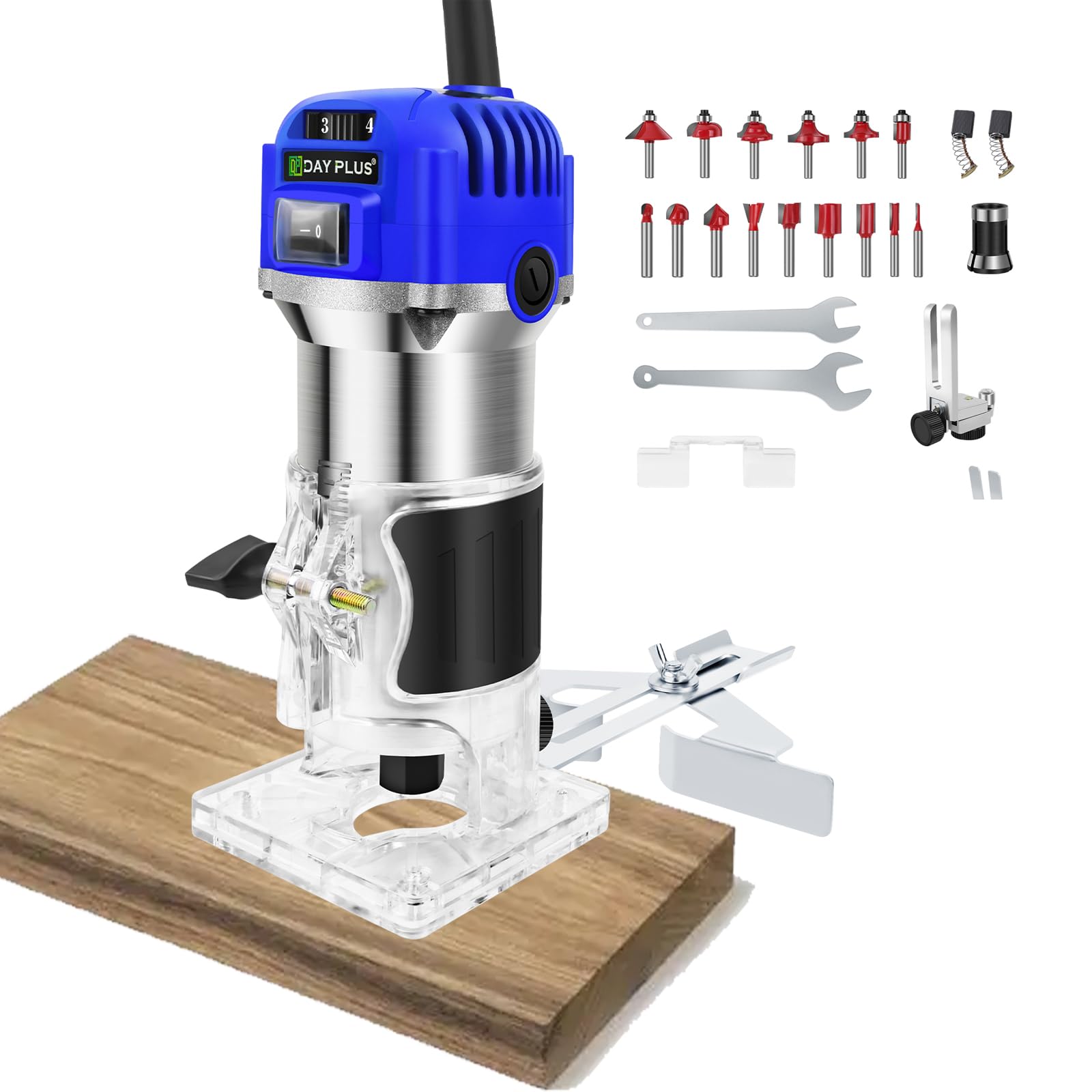 Recortadora de Madera, Recortadora de Mano 1/4 Pulgada, 6 Velocidades Variables, Recortadora Eléctrica de Mano para Madera Para Bricolaje en Madera, Accesorios de Cocina, Juntas de Encimeras