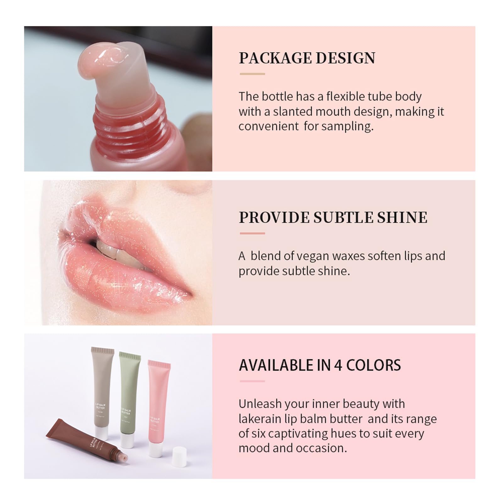 Sitovely 4 Colors Tinted Lip Butter Balm, Hydrating Peptide Lip Tint, Clear Jelly Glossy Lip Gloss - Image 3