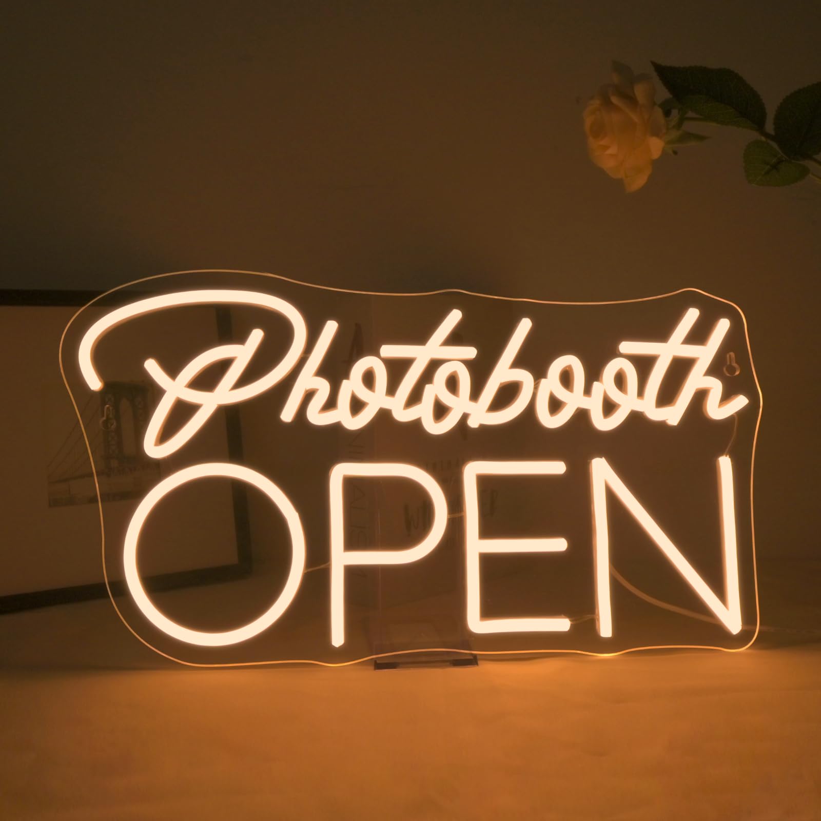 ineonlife Photobooth Open Neon Led Blanc Décoration Murale Galerie Photos Enseigne Lumineuse Photographie Mariages