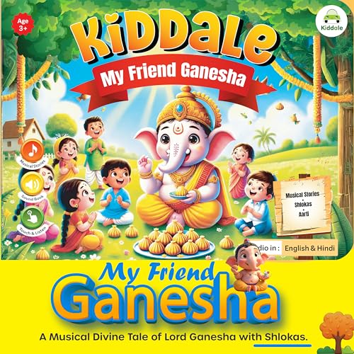Image of Kiddale My Friend Ganesha - Touch & Listen Story Book for Kids | 28 Interactive Sound Buttons | Learn About Lord Ganesha's Stories, Shlokas & Values | Ideal for Ages 3+