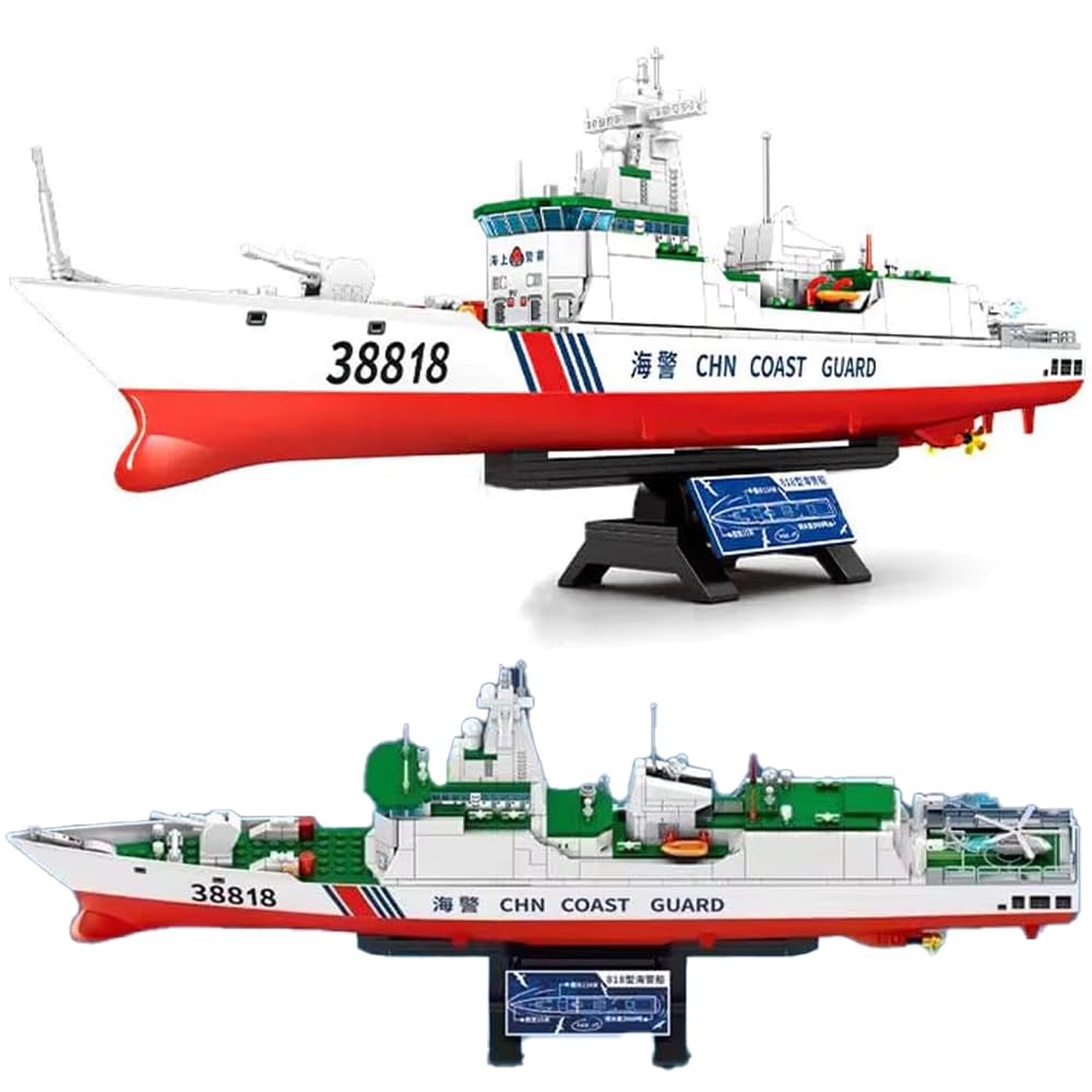 Highdar Type 818 Coast Guard Ship Building Block Set, 691 Pcs Navy Guided Missile Destroyer, Warship Building Set