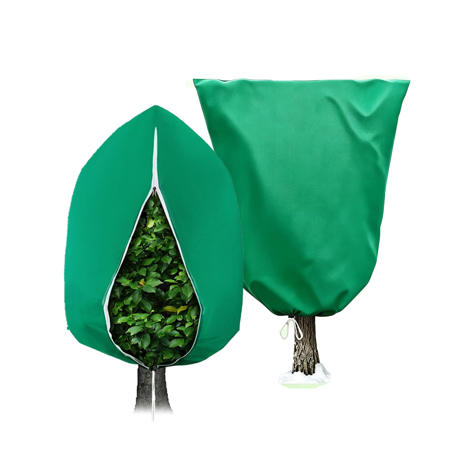 ZPSCXQ 2 PCS Garden Fleece Horticultural Fleece Plant Covers for Outdoor Plants, Winter Frost Protection for Potted Plants and Young Trees, Green Drawstring Design 80 x 120 cm
